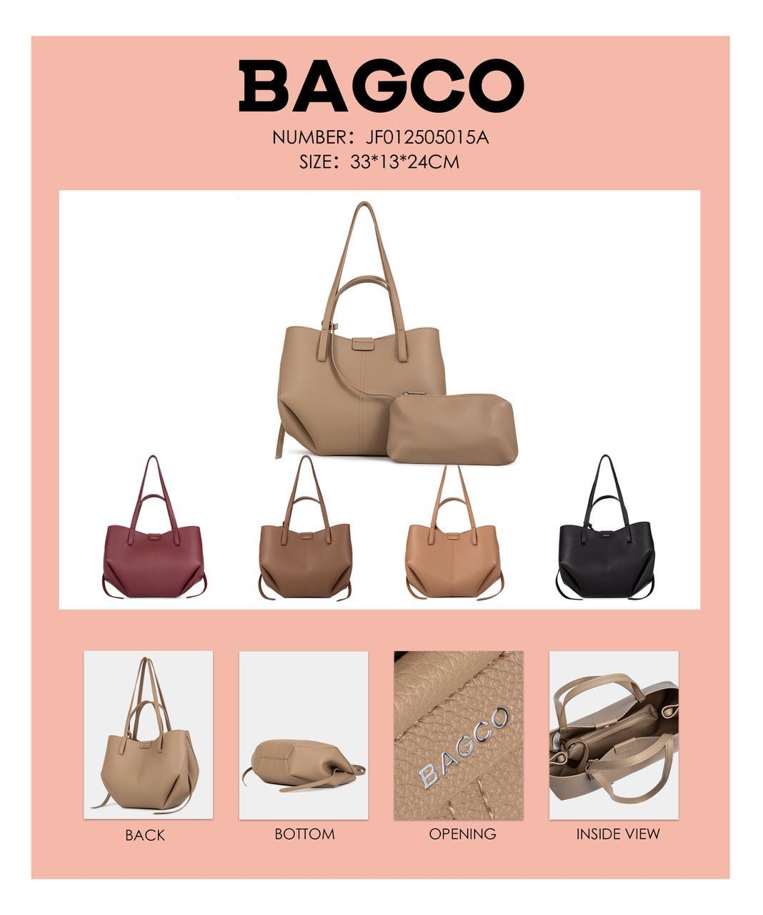 کیف شاپر زنانه بگ کو مدل 5015A با کیفک ست | اورجینال BAGCO